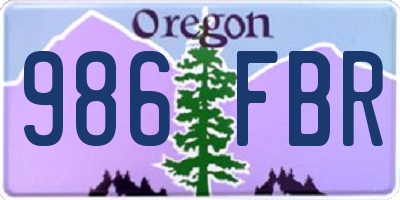 OR license plate 986FBR