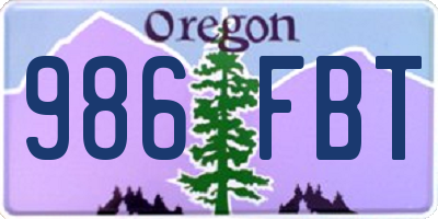 OR license plate 986FBT