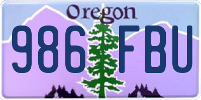 OR license plate 986FBU