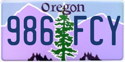 OR license plate 986FCY