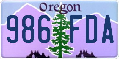 OR license plate 986FDA