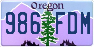 OR license plate 986FDM