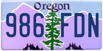 OR license plate 986FDN