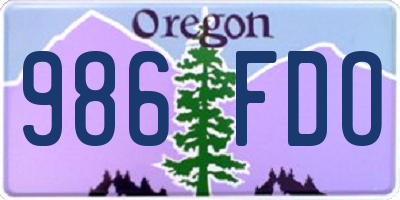 OR license plate 986FDO