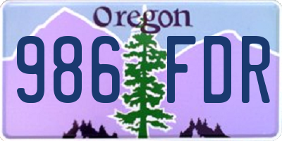 OR license plate 986FDR