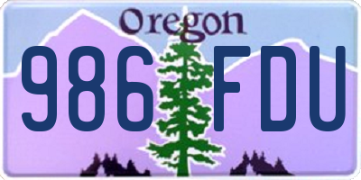 OR license plate 986FDU