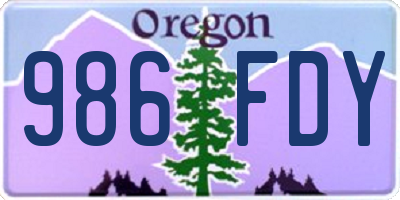 OR license plate 986FDY