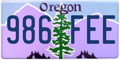 OR license plate 986FEE