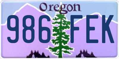 OR license plate 986FEK