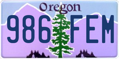 OR license plate 986FEM
