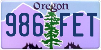 OR license plate 986FET