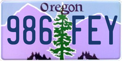 OR license plate 986FEY