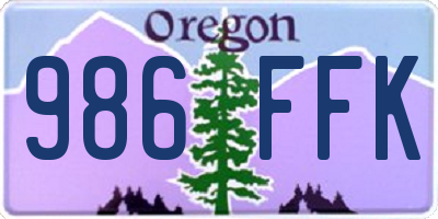 OR license plate 986FFK