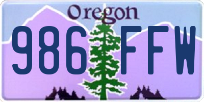 OR license plate 986FFW