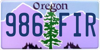 OR license plate 986FIR