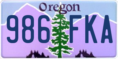OR license plate 986FKA