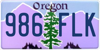 OR license plate 986FLK