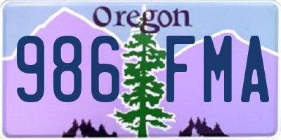 OR license plate 986FMA