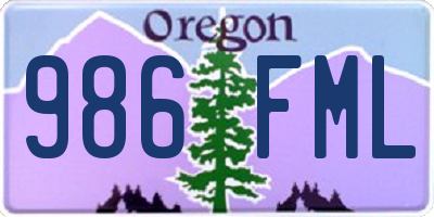 OR license plate 986FML