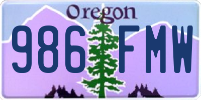 OR license plate 986FMW