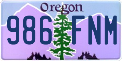 OR license plate 986FNM