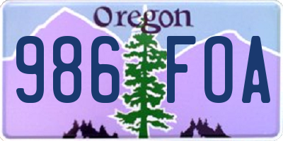 OR license plate 986FOA