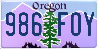 OR license plate 986FOY