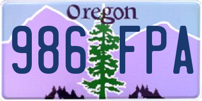 OR license plate 986FPA