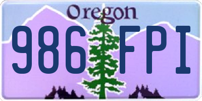 OR license plate 986FPI