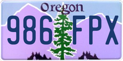 OR license plate 986FPX