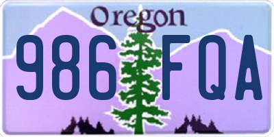 OR license plate 986FQA