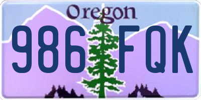 OR license plate 986FQK