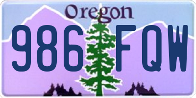 OR license plate 986FQW