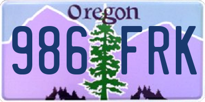 OR license plate 986FRK