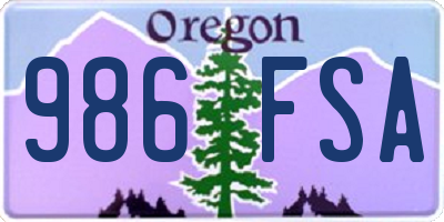 OR license plate 986FSA