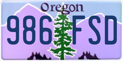 OR license plate 986FSD
