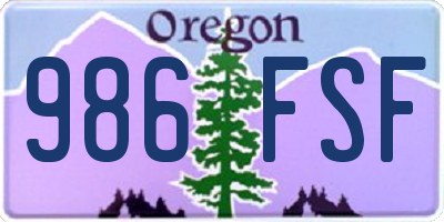OR license plate 986FSF