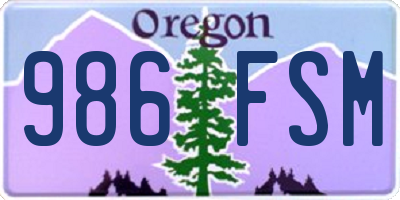 OR license plate 986FSM