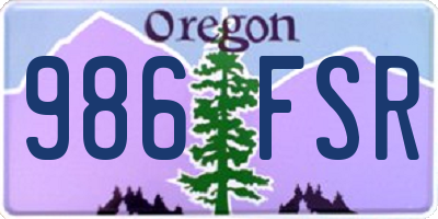 OR license plate 986FSR