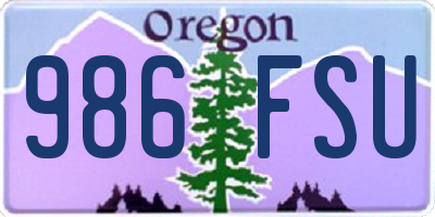 OR license plate 986FSU