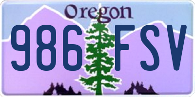 OR license plate 986FSV