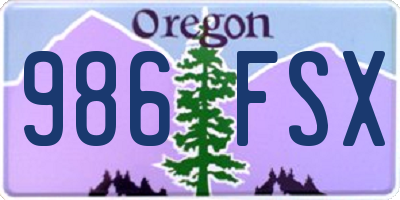 OR license plate 986FSX