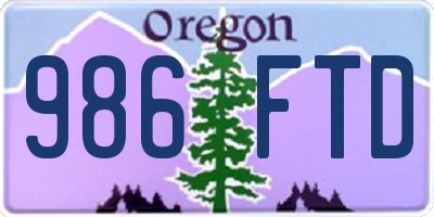 OR license plate 986FTD