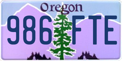OR license plate 986FTE