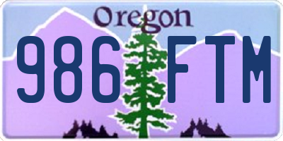 OR license plate 986FTM