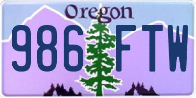 OR license plate 986FTW