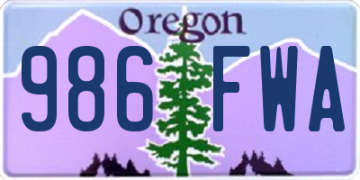 OR license plate 986FWA
