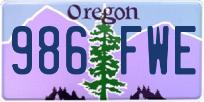 OR license plate 986FWE