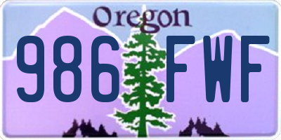 OR license plate 986FWF