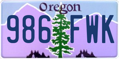 OR license plate 986FWK